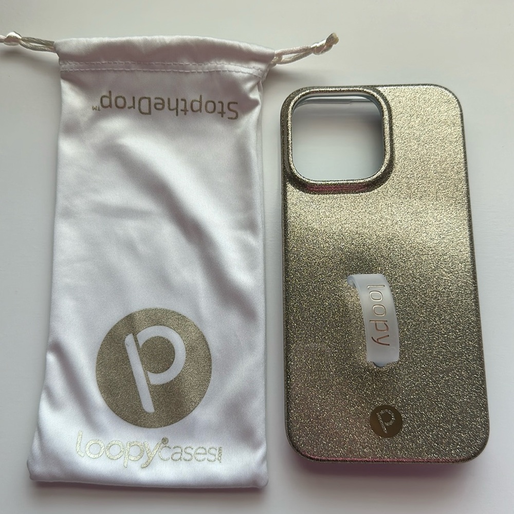 Gold sparkle iPhone 14 Pro Max loopy case